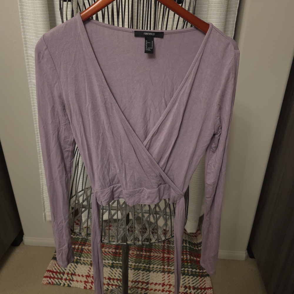Forever 21 Women's Soft Purple Wrap Blouse